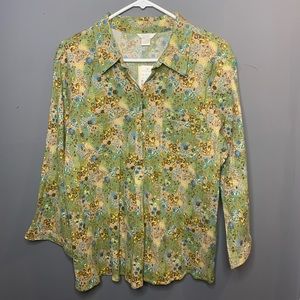 Christopher & Banks floral long sleeve top size Large